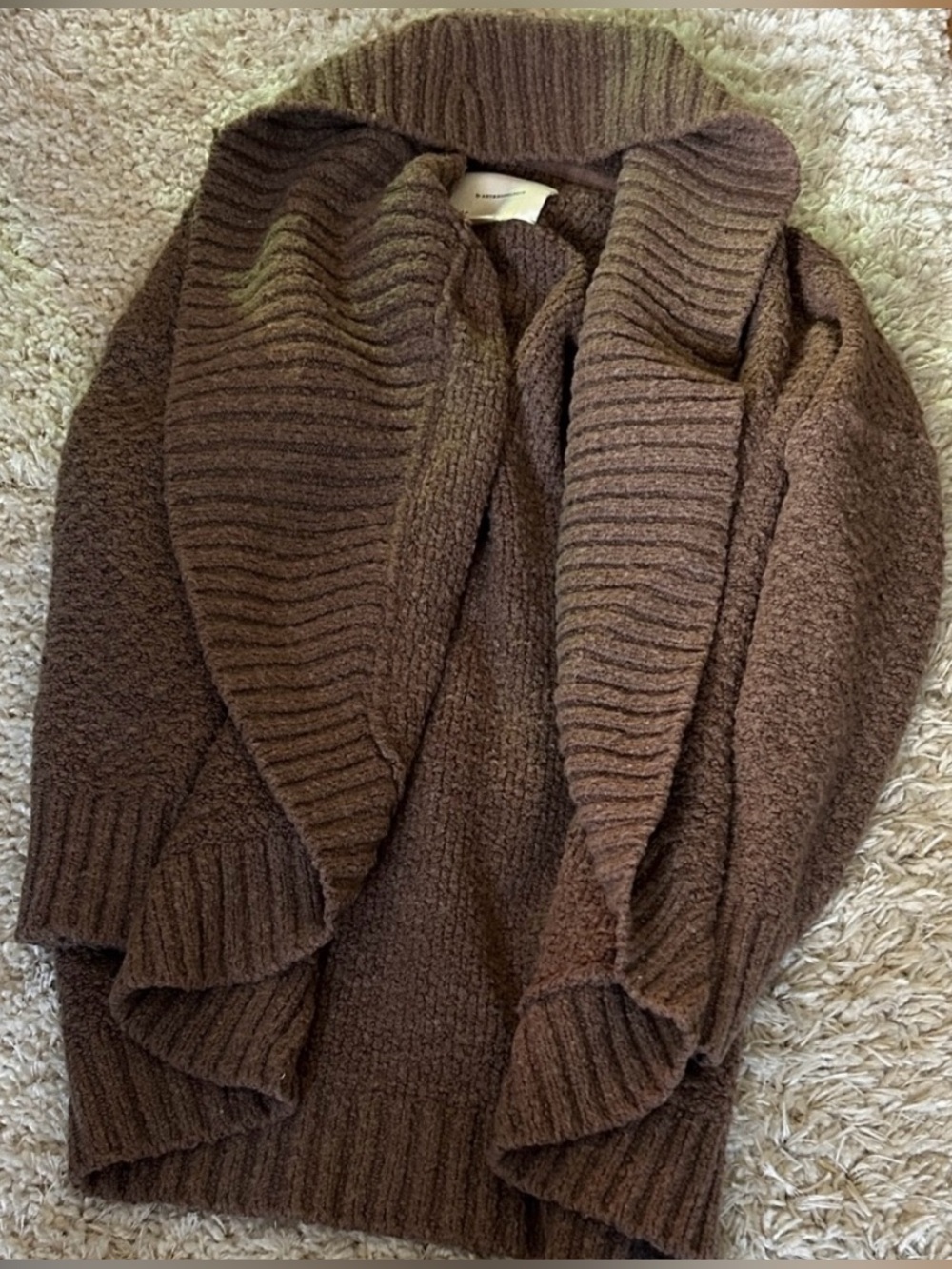 Anthropologie Oversized Brown Textured Knit Cardigan Sweater Wool Blend L